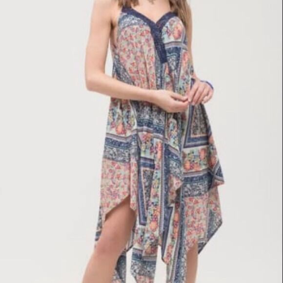 Moon River ANTHROPOLOGIE Floral Handkerchief Asymmetrical Dress - Picture 1 of 9